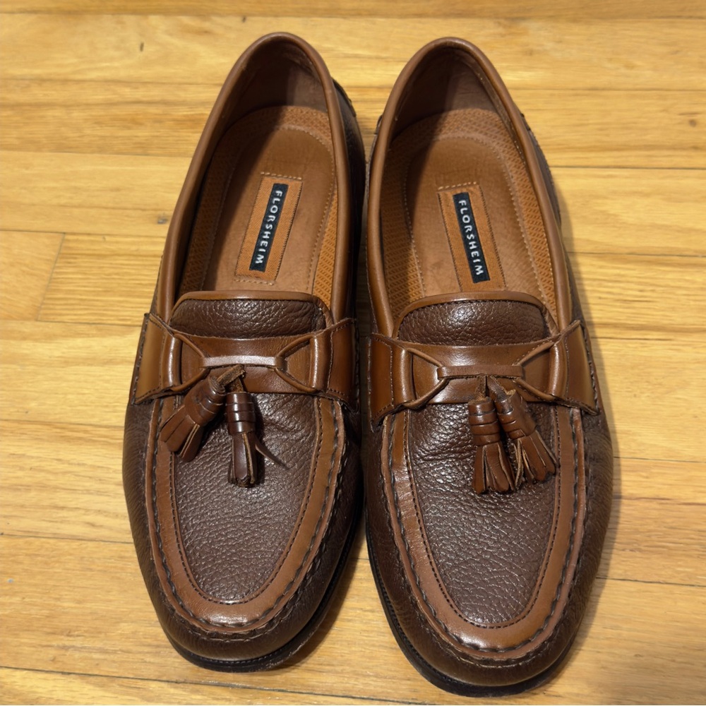 Florsheim Brown Classic Tasseled Leather Slip-On Loafers Size 10.5 D